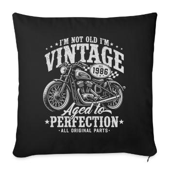 Cadeau d’anniversaire de moto vintage vintage 1986 - Housse de coussin décorative 45 x 45 cm - noir - Devant