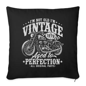 Cadeau d’anniversaire de moto vintage vintage 1976 - Housse de coussin décorative 45 x 45 cm - noir - Devant