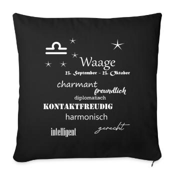 Waage_Sternzeichen - Sofakissenbezug 45 x 45 cm - Schwarz - Vorne