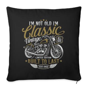 Cadeau d’anniversaire de moto vintage vintage 1966 - Housse de coussin décorative 45 x 45 cm - noir - Devant