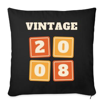 Vintage 2008 Retro Jahrgang 18. Geburtstag Geschen - Sofakissenbezug 45 x 45 cm - Schwarz - Vorne