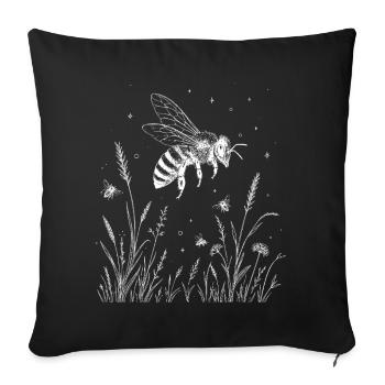 Biene Blumen - Sofakissenbezug 45 x 45 cm - Schwarz - Vorne