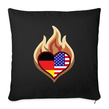 Feuerherz Flaggenfusion Deutschland USA - Sofakissenbezug 45 x 45 cm - Schwarz - Vorne