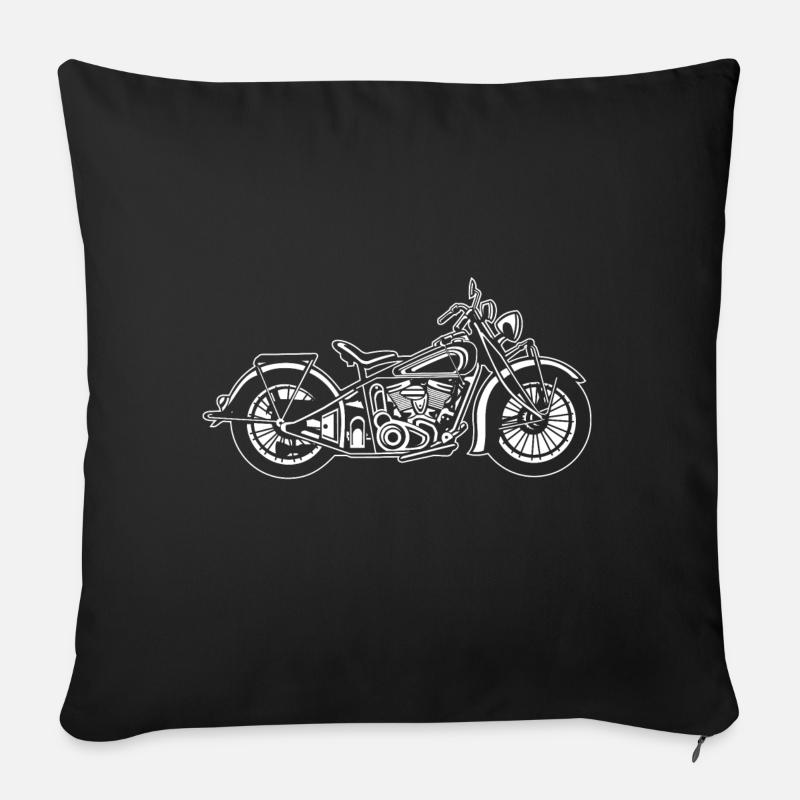 Chopper / Bobber Motorrad 03_weiß - Sofakissenbezug 45 x 45 cm - Schwarz