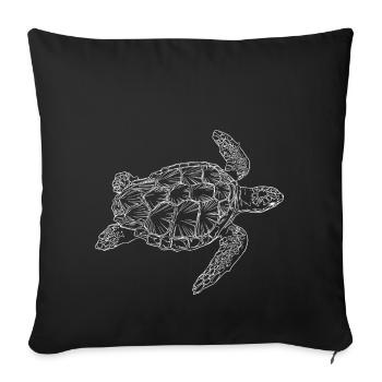 Meeresschildkröte - Weiß - Sofakissenbezug 45 x 45 cm - Schwarz - Vorne