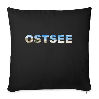 Baltic Sea lettering panorama - Sofa pillowcase 17,3'' x 17,3'' (45 x 45 cm) - black - Front