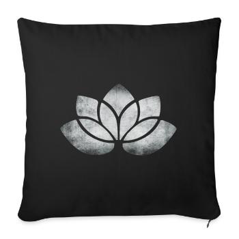 yoga fleur de lotus argent - Housse de coussin décorative 45 x 45 cm - noir - Devant
