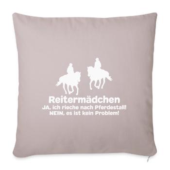 Reitermädchen Reiten Pferde Pferdespruch - Sofakissenbezug 45 x 45 cm - helles Taupe - Vorne