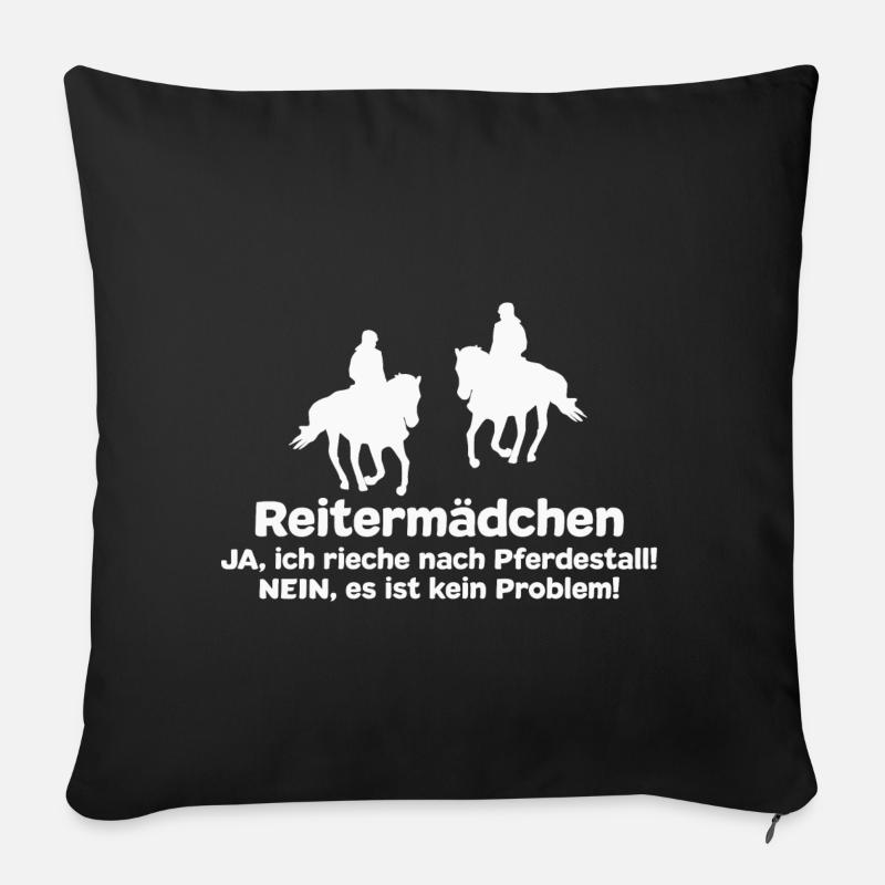 Reitermädchen Reiten Pferde Pferdespruch - Sofakissenbezug 45 x 45 cm - Schwarz