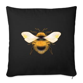 bourdon stylisé aux ailes irisées - Housse de coussin décorative 45 x 45 cm - noir - Devant