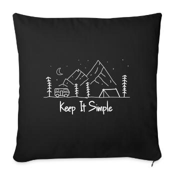 Keep it simple Campingbus und Zelt in der Natur - Sofakissenbezug 45 x 45 cm - Schwarz - Vorne