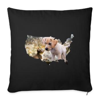 Dog Cat Puppy - Sofa pillowcase 17,3'' x 17,3'' (45 x 45 cm) - black - Front
