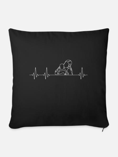Mutter Kind Herzschlag Mama mit Sohn Tochter Liebe - Sofakissenbezug 45 x 45 cm - Schwarz