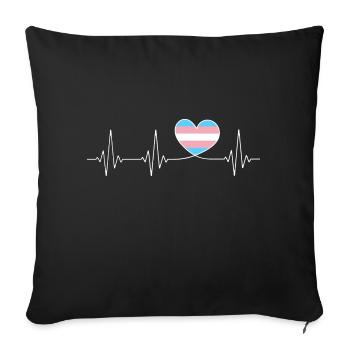 Transgender Herzschlag Pride Month CSD - Sofakissenbezug 45 x 45 cm - Schwarz - Vorne