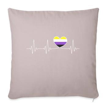 Nicht Binär Herzschlag Non Binary Pride Month CSD - Sofakissenbezug 45 x 45 cm - helles Taupe - Vorne