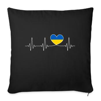Heart of Ukraine home love of proud Ukrainian flag - Sofa pillowcase 17,3'' x 17,3'' (45 x 45 cm) - black - Front