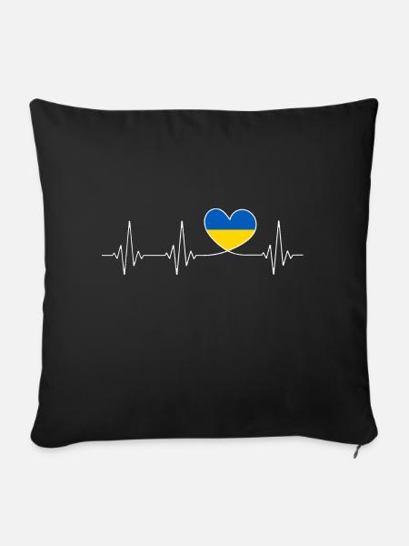 Herz Ukraine Heimatliebe stolzer Ukrainer Flagge - Sofakissenbezug 45 x 45 cm - Schwarz