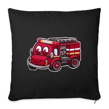 Camions de pompiers - Housse de coussin décorative 45 x 45 cm - noir - Devant