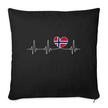 Herz Norwegen Heimatliebe Norwegische Flagge - Sofakissenbezug 45 x 45 cm - Schwarz - Vorne