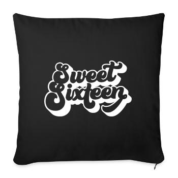 Sweet Sixteen mignon 16e anniversaire cadeau 16 ans - Housse de coussin décorative 45 x 45 cm - noir - Devant