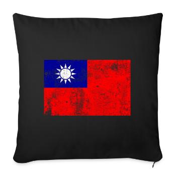 Taiwan Flag Flag Grunge Retro Vintage - Sofa pillowcase 17,3'' x 17,3'' (45 x 45 cm) - black - Front