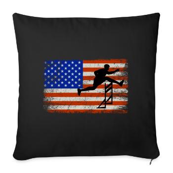 American Flag Hurdles Hurdling Hurdler Patriotic - Sofa pillowcase 17,3'' x 17,3'' (45 x 45 cm) - black - Front