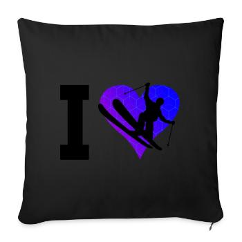 Freestyle Ski Men Women Slopestyle Ski Freestyle - Sofa pillowcase 17,3'' x 17,3'' (45 x 45 cm) - black - Front