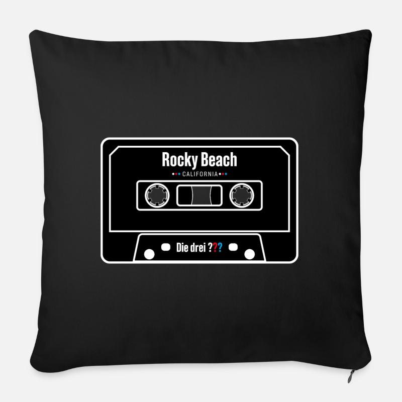 Die drei ??? Rocky Beach Kassette - Sofakissenbezug 45 x 45 cm - Schwarz