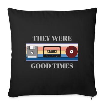 Year - Cassette - Disc -Vinyl Record - Gift - Sofa pillowcase 17,3'' x 17,3'' (45 x 45 cm) - black - Front