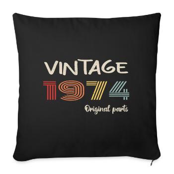 Original 1974 Vintage | Birthday present 1974 - Sofa pillowcase 17,3'' x 17,3'' (45 x 45 cm) - black - Front