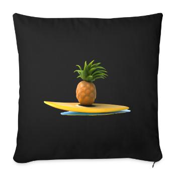 Surfende Ananas - Sofakissenbezug 45 x 45 cm - Schwarz - Vorne