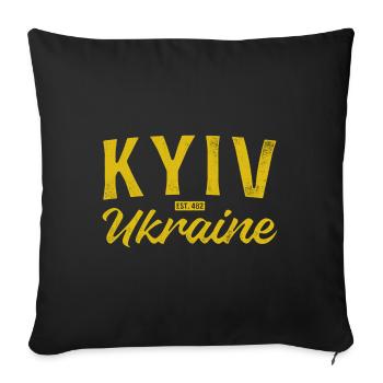 Kyiv Ukraine Gold Script Logo - Housse de coussin décorative 45 x 45 cm - noir - Devant