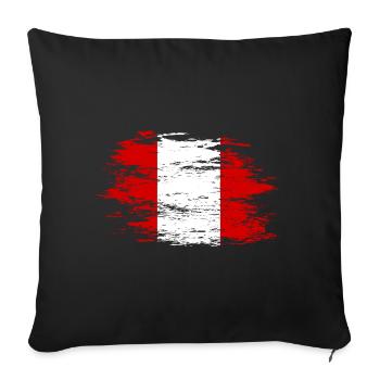Drapeau du Pérou utilisé - Housse de coussin décorative 45 x 45 cm - noir - Devant