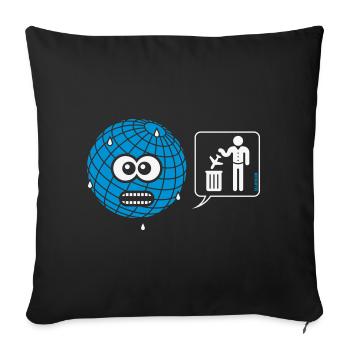 Dessin animé: Terre – Évitez les vols / voyages aériens! - Housse de coussin décorative 45 x 45 cm - noir - Devant