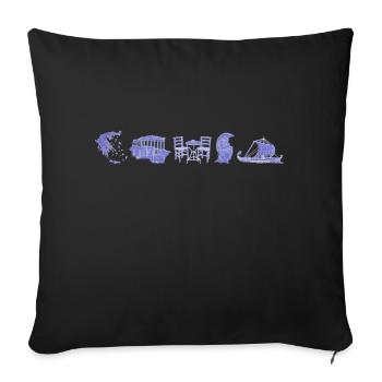 Boho Line Art Design, Series "Greece" - Sofa pillowcase 17,3'' x 17,3'' (45 x 45 cm) - black - Front