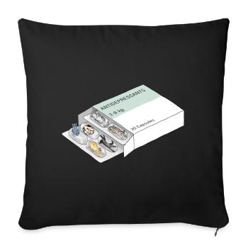Antidepressants Cats - Anti Depressionen Pillen - Sofakissenbezug 45 x 45 cm - Schwarz - Vorne