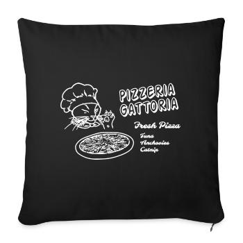 Funny Pizza Box Cat - Pizzeria Gottoria - Sofa pillowcase 17,3'' x 17,3'' (45 x 45 cm) - black - Front