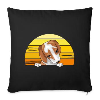 Spähender Beagle-Welpe - Sofakissenbezug 45 x 45 cm - Schwarz - Vorne