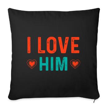Je l’aime de tout cœur Ich liebe Ihn mit Herzen - Housse de coussin décorative 45 x 45 cm - noir - Devant