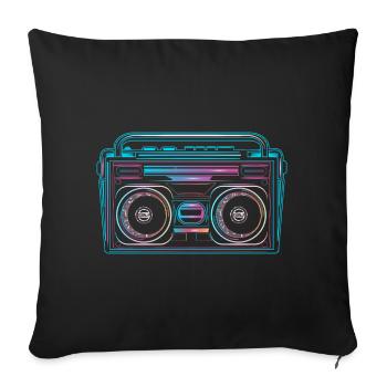 Cassette recorder in bright 80s neon look - Sofa pillowcase 17,3'' x 17,3'' (45 x 45 cm) - black - Front