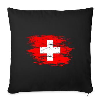 Switzerland flag used - Sofa pillowcase 17,3'' x 17,3'' (45 x 45 cm) - black - Front