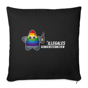Illegal gender asterisk? Too cute to be sued! - Sofa pillowcase 17,3'' x 17,3'' (45 x 45 cm) - black - Front