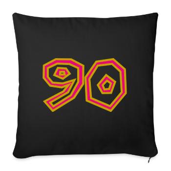 90. 90 ANS. 90e ANNIVERSAIRE. ANNIVERSAIRE 90 ANS. - Housse de coussin décorative 45 x 45 cm - noir - Devant