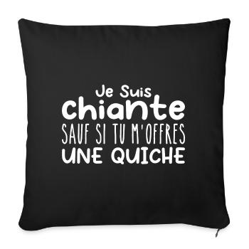 Femme qui adore : Quiche. Designs Drôles Humour - Housse de coussin décorative 45 x 45 cm - noir - Devant