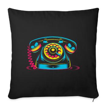 Retro Phone 80s - Sofa pillowcase 17,3'' x 17,3'' (45 x 45 cm) - black - Front