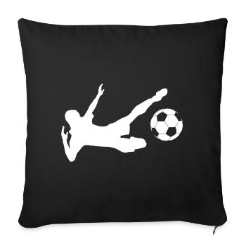 Silhouette minimaliste joueur de football - Housse de coussin décorative 45 x 45 cm - noir - Devant