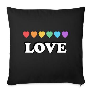 Love Rainbow Hearts - Sofa pillowcase 17,3'' x 17,3'' (45 x 45 cm) - black - Front