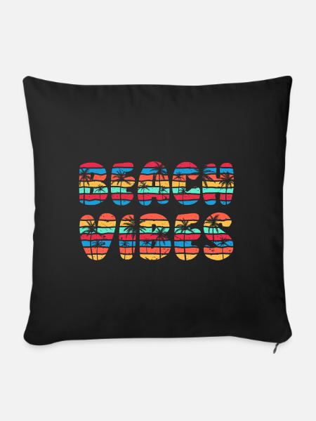 Beach Vibes (Schriftzug) - Sofakissenbezug 45 x 45 cm - Schwarz