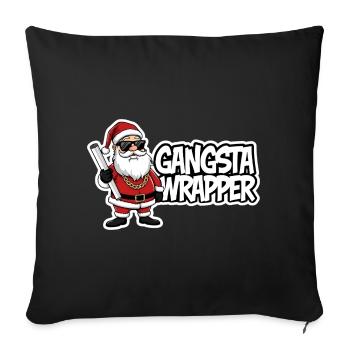Gangsta Wrapper Père Noël Design - Housse de coussin décorative 45 x 45 cm - noir - Devant