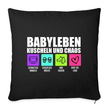 Future maman BABY LIFE CÂLIN ET CHAOS - Housse de coussin décorative 45 x 45 cm - noir - Devant